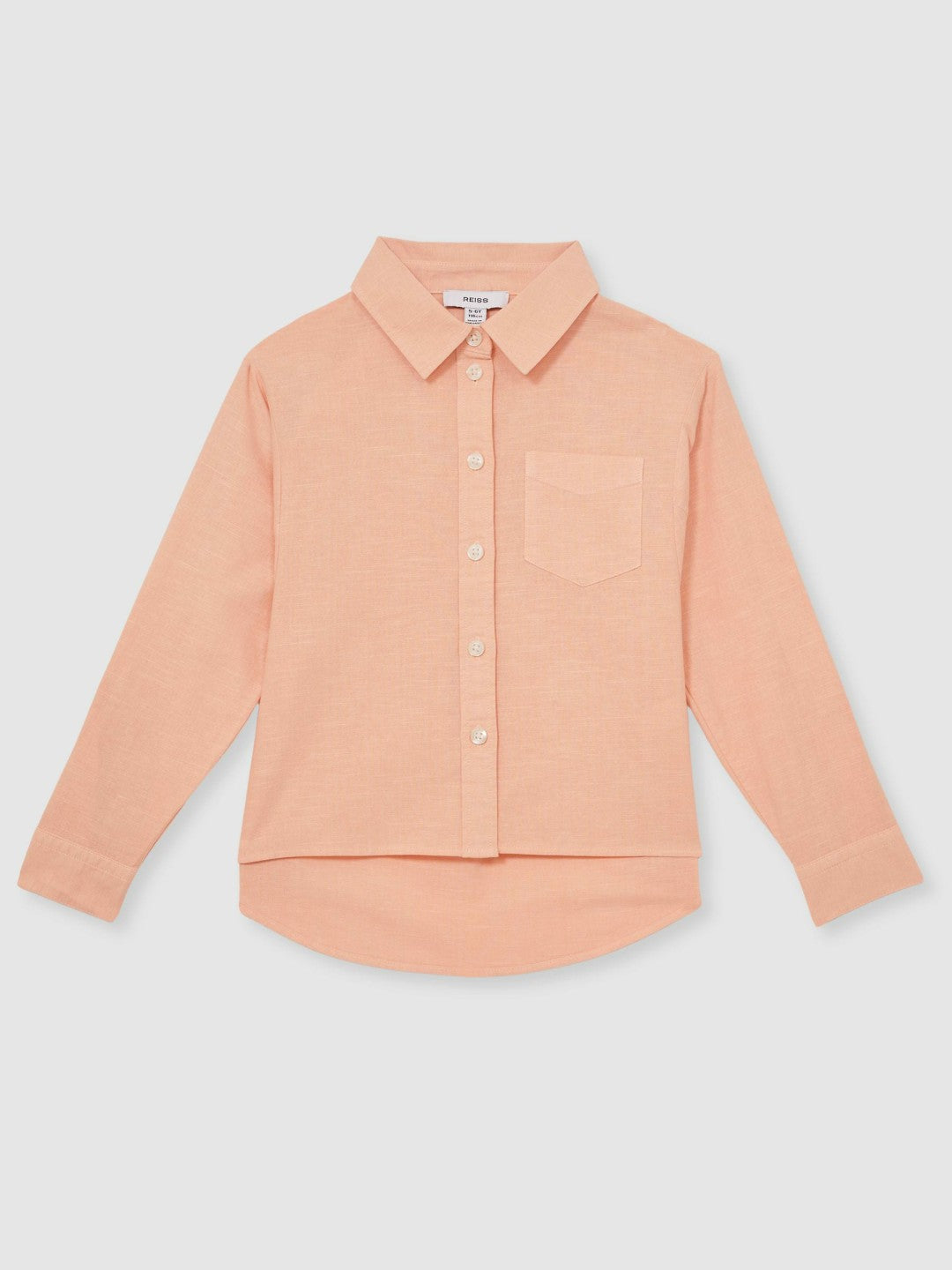 Reiss | 13-14 yrs Linen Roll-Cuff Shirt in Peach