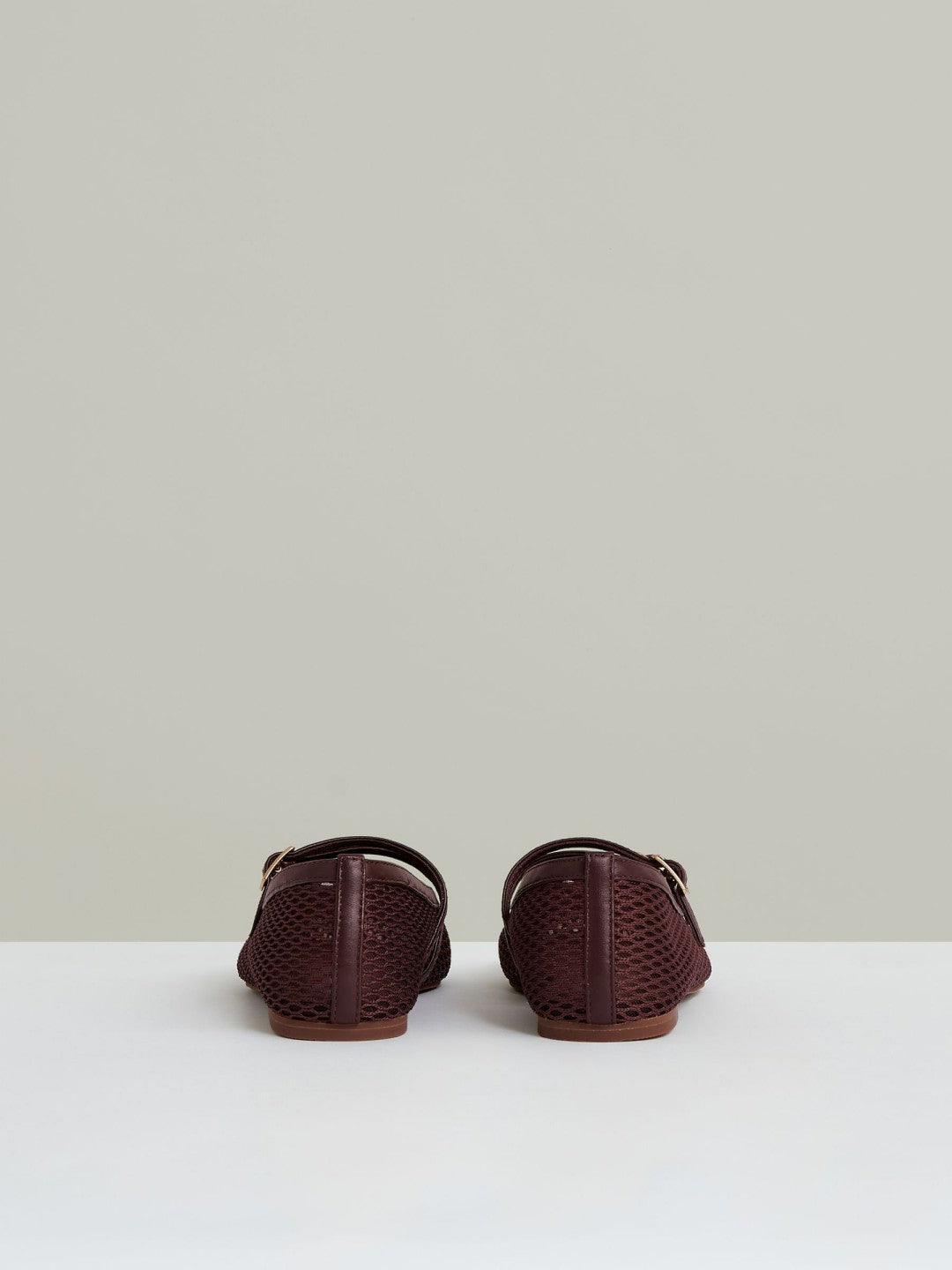 Reiss | Mesh Double-Strap Ballet Flats in Oxblood
