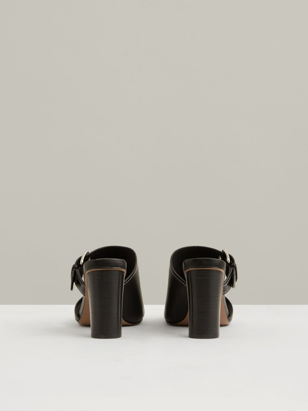 Reiss | Leather Buckle Block-Heel Sandals in Black