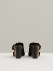 Reiss | Leather Buckle Block-Heel Sandals in Black