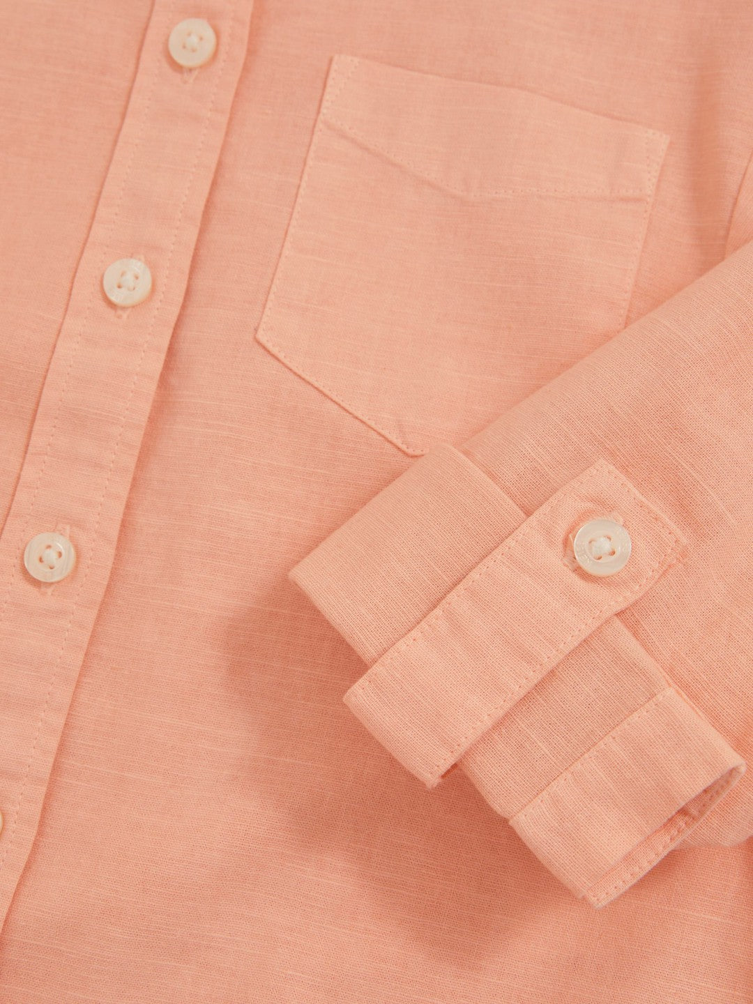 Reiss | 9-13 yrs Linen Roll-Cuff Shirt in Peach