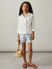Reiss | 9-13 yrs Linen Roll-Cuff Shirt in Ivory