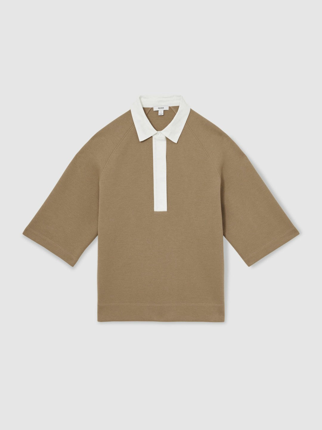 Reiss | Cotton-Blend Interlock Collar Sweatshirt in Camel