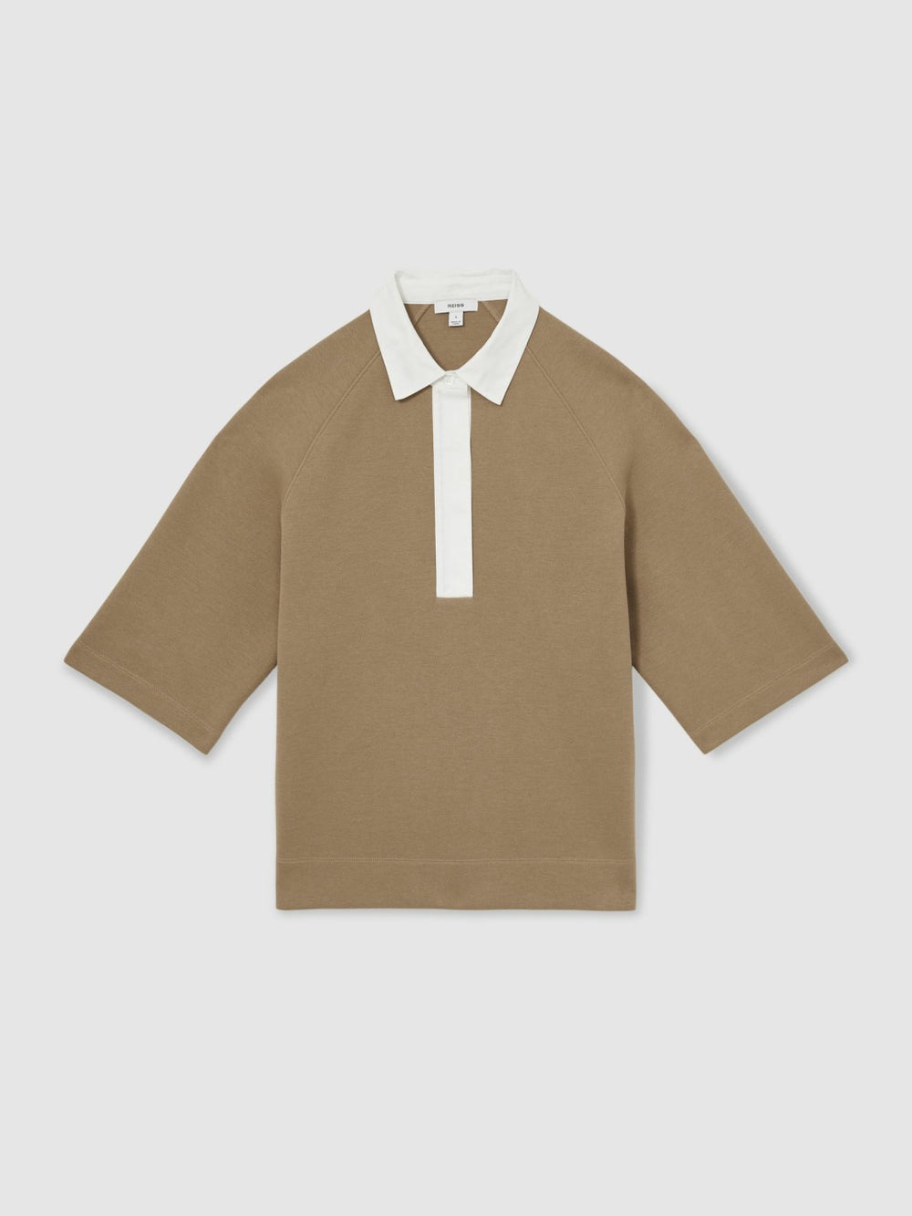 Reiss | Cotton-Blend Interlock Collar Sweatshirt in Camel