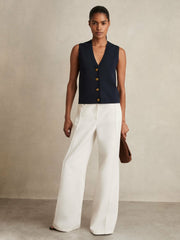 Reiss | Knitted Button Through Vest in Navy