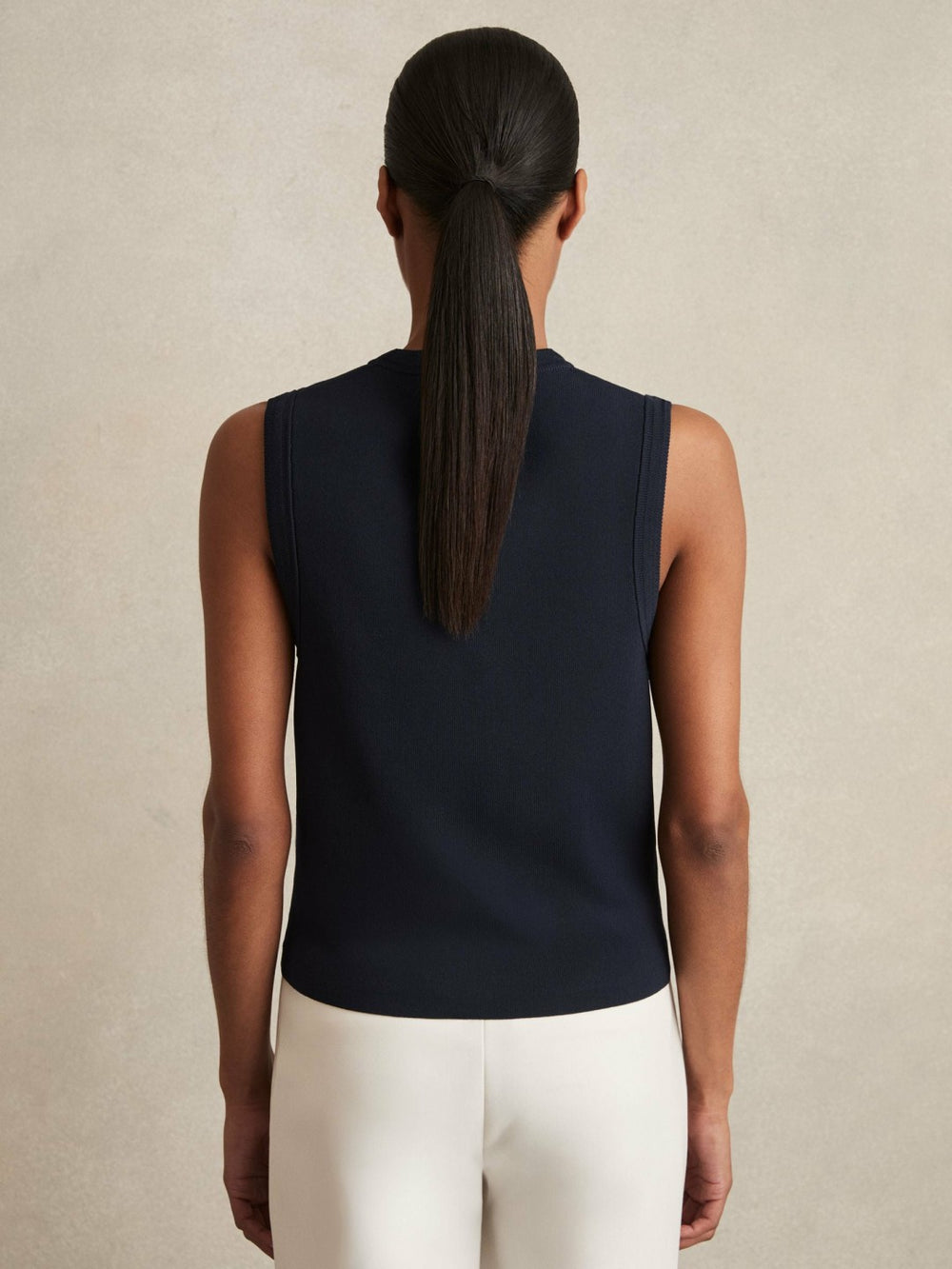 Reiss | Knitted Button Through Vest in Navy