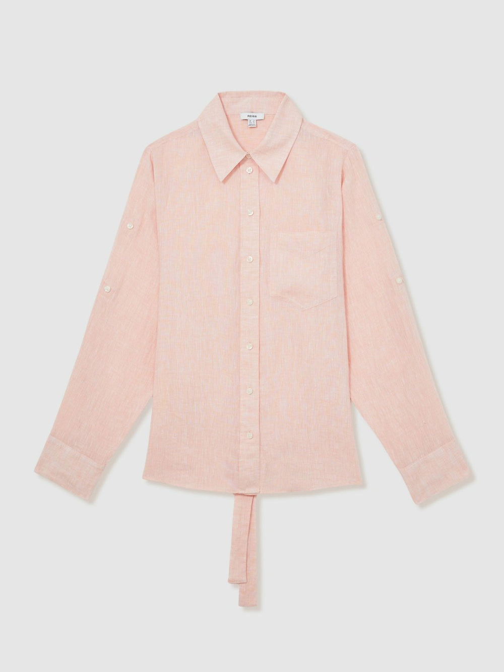 Reiss | Linen Tie-Back Shirt in Pale Pink
