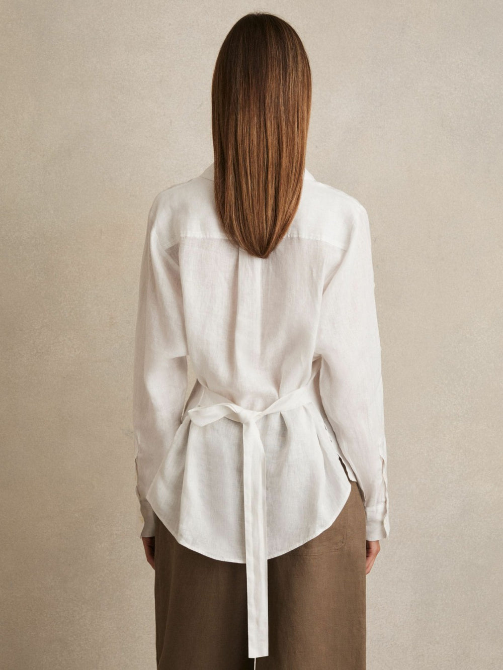 Reiss | Linen Tie-Back Shirt in White