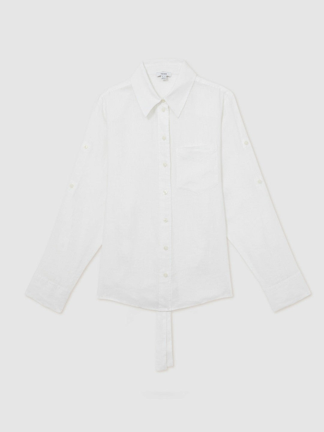 Reiss | Linen Tie-Back Shirt in White