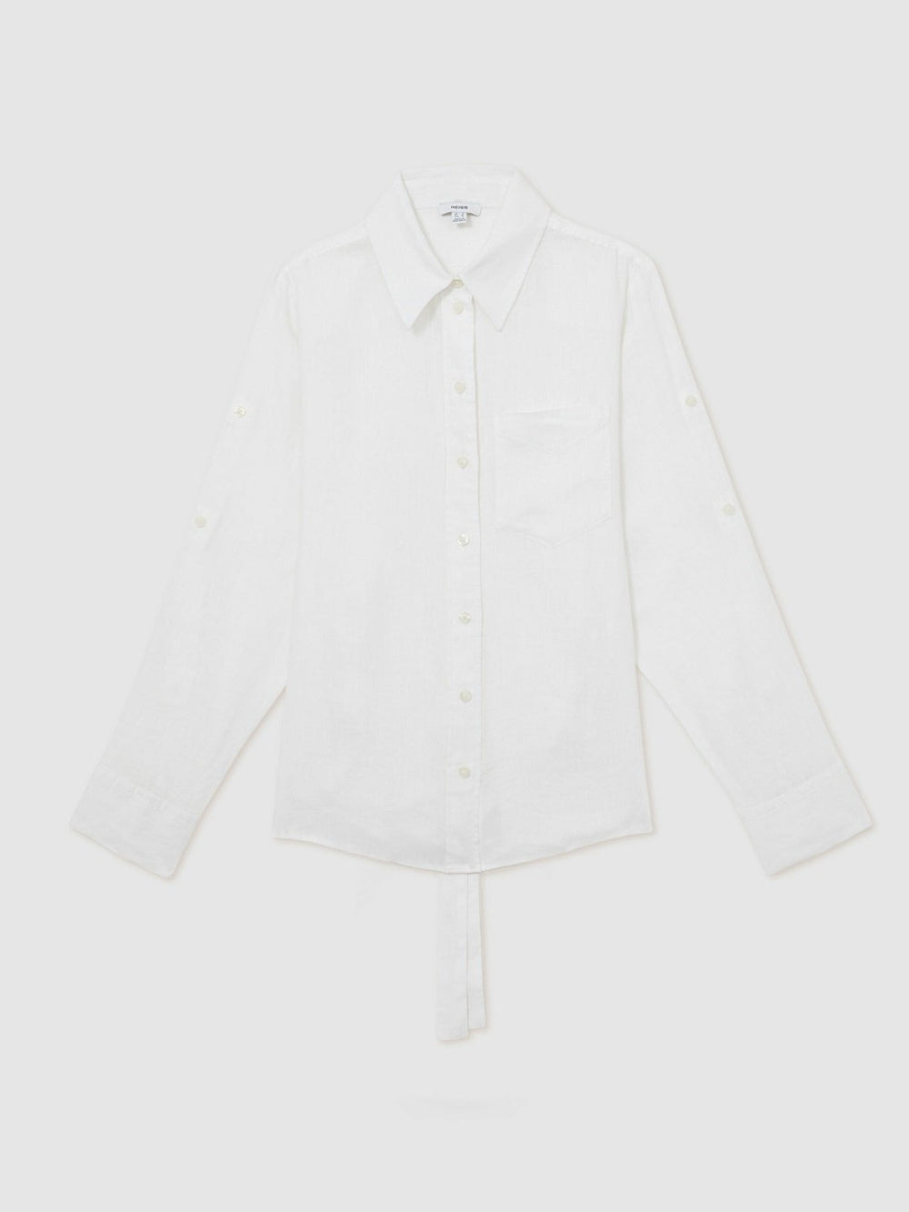 Reiss | Linen Tie-Back Shirt in White