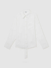 Reiss | Linen Tie-Back Shirt in White
