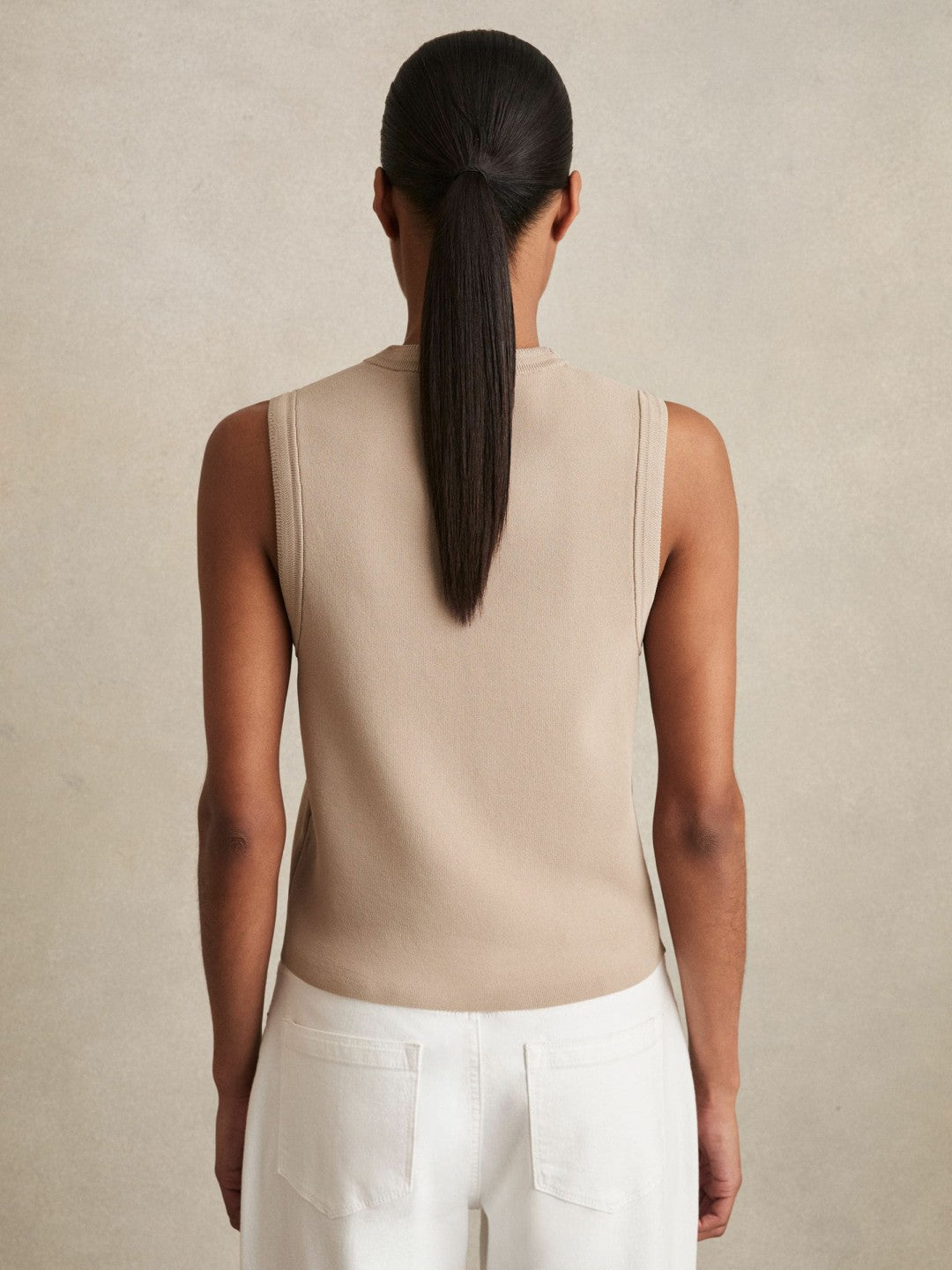Reiss | Knitted Button Through Vest in Neutral