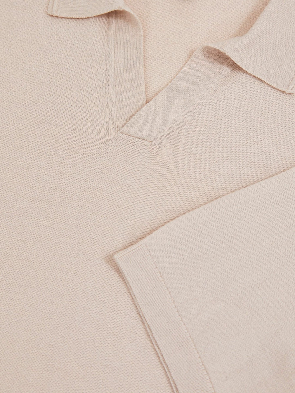 Reiss | Merino Wool Open Collar Polo Shirt in Beige