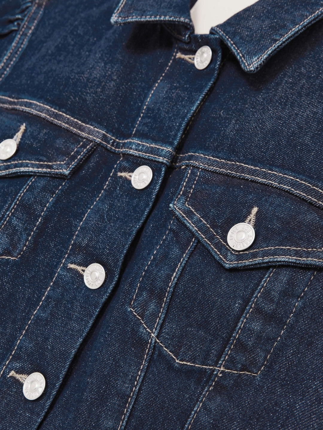 Reiss | Paige Puff-Sleeve Short Denim Jacket in Emberlynn Blue