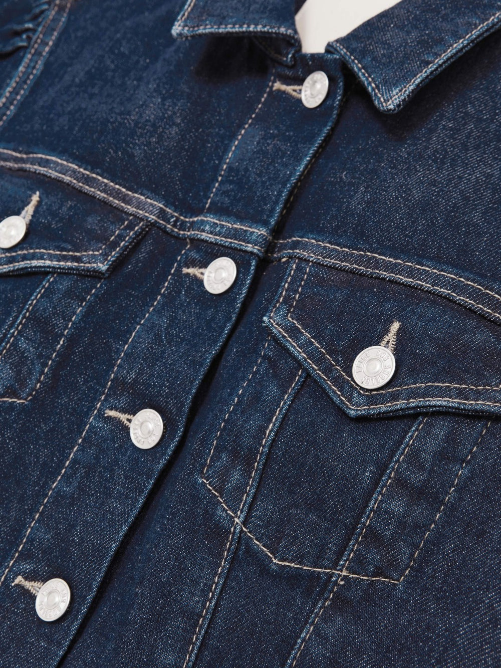 Reiss | Paige Puff-Sleeve Short Denim Jacket in Emberlynn Blue