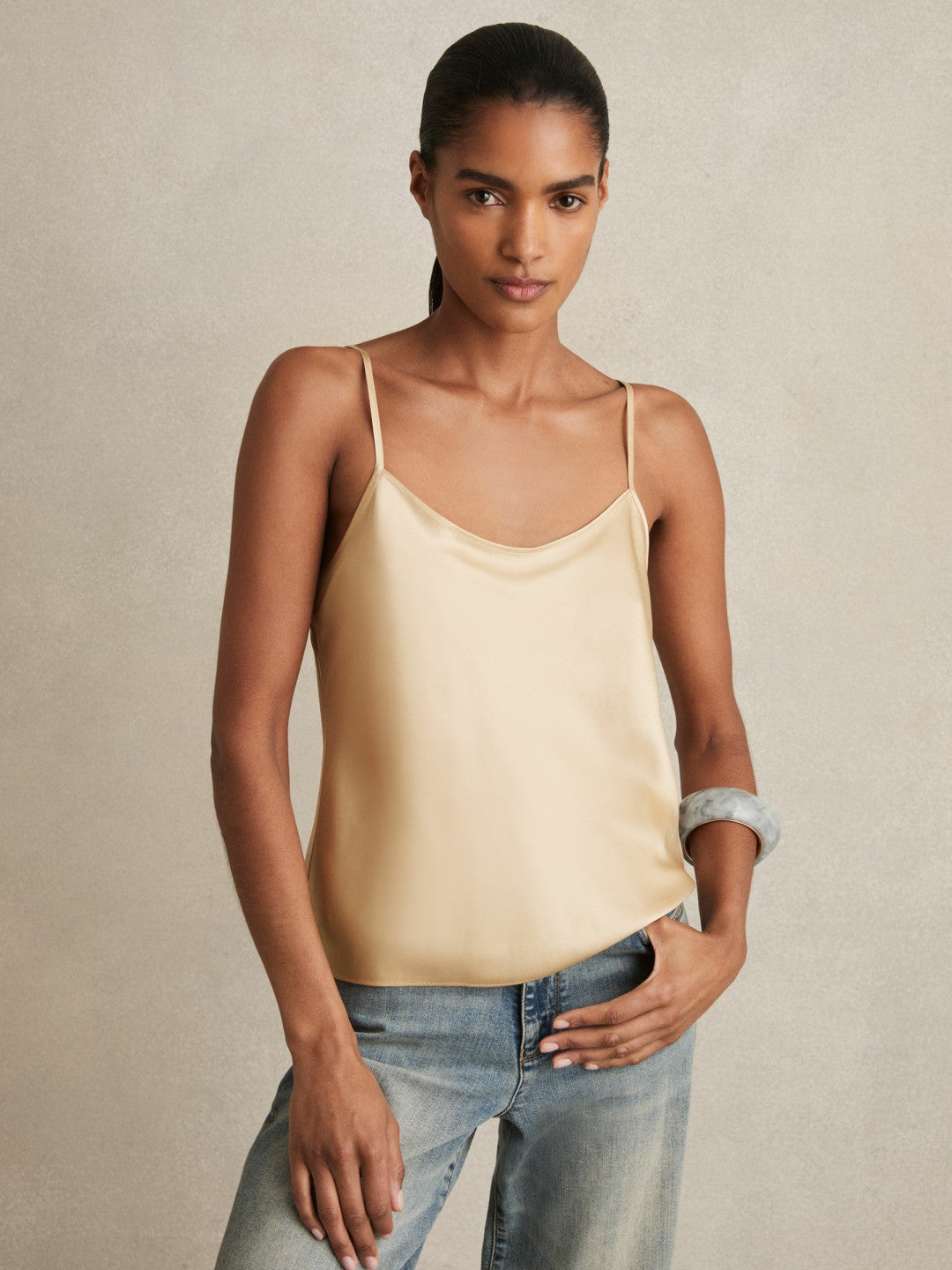 Reiss | Silk Cami Top in Gold