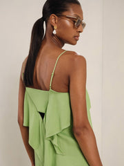 Reiss | Ruffle-Detail Midi Dress in Green