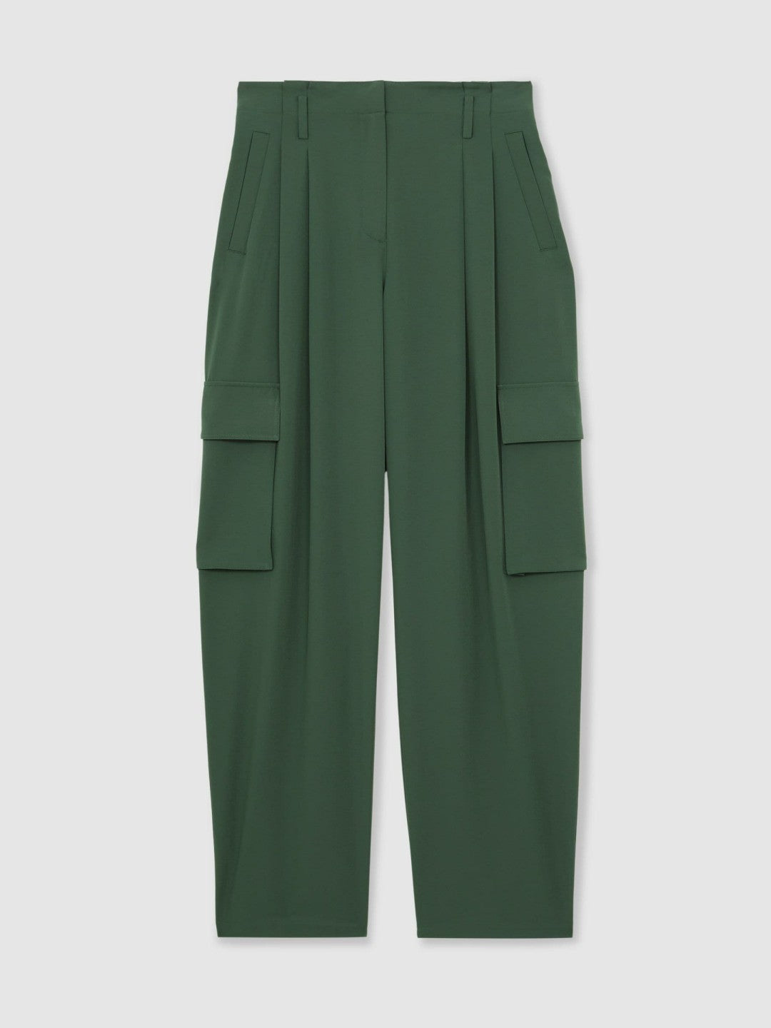 Reiss | Wide-Leg Pleated Cargo Trousers in Green