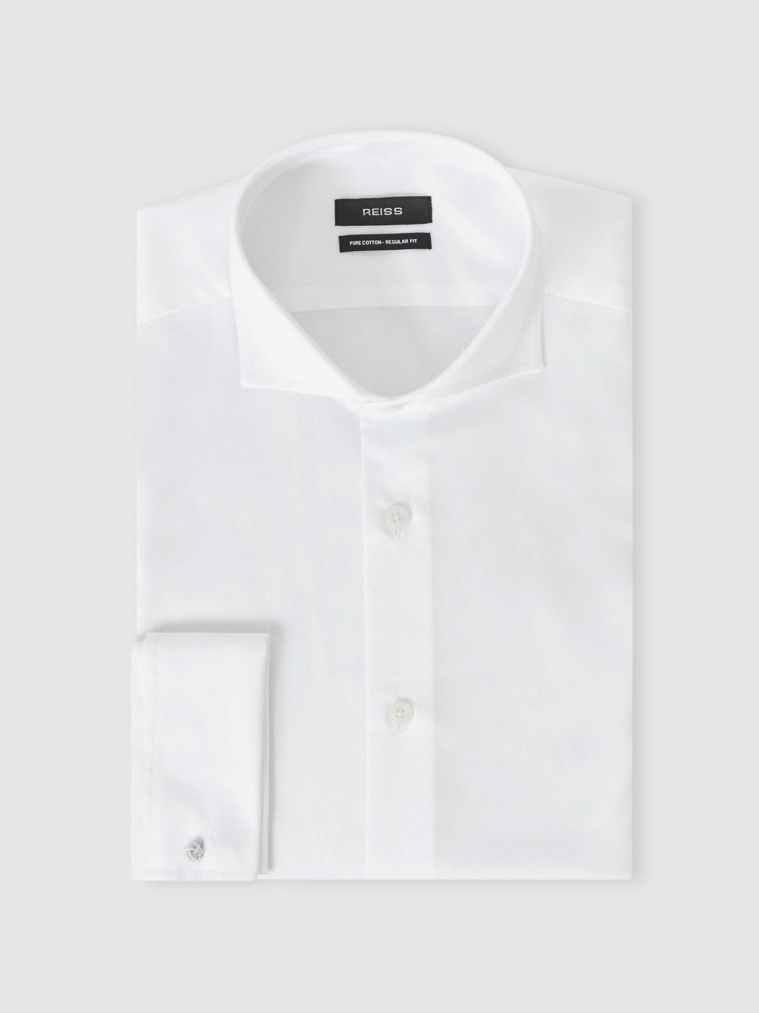 Reiss | Double-Cuff Two-Fold Cotton Shirt in White