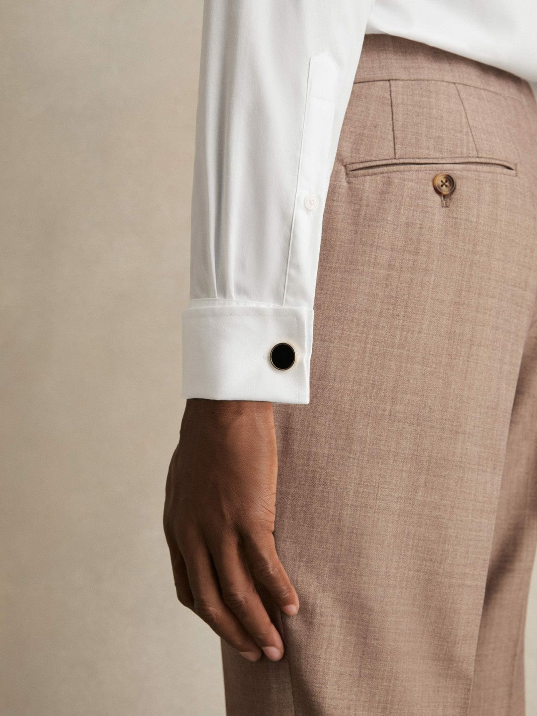 Reiss | Double-Cuff Two-Fold Cotton Shirt in White