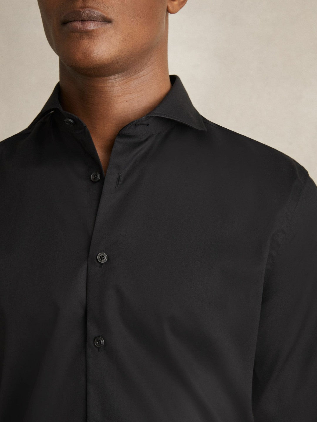 Reiss | Slim Fit Slim-Fit Cotton Double-Cuff Shirt in Black