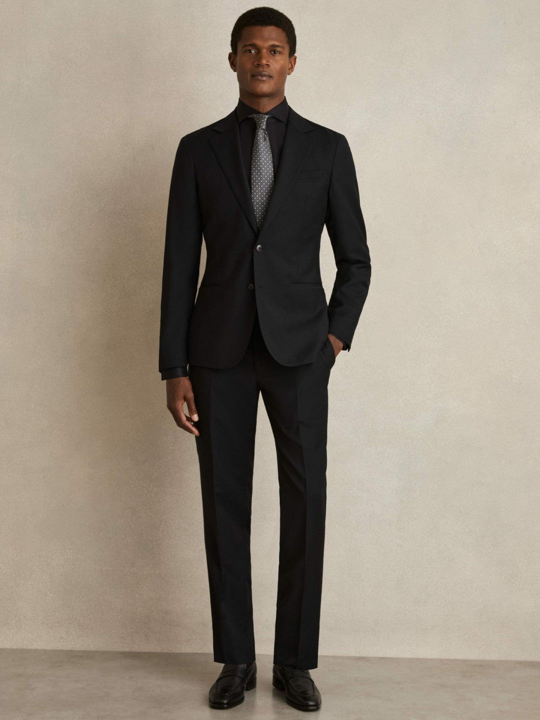 Reiss | Slim Fit Slim-Fit Cotton Double-Cuff Shirt in Black
