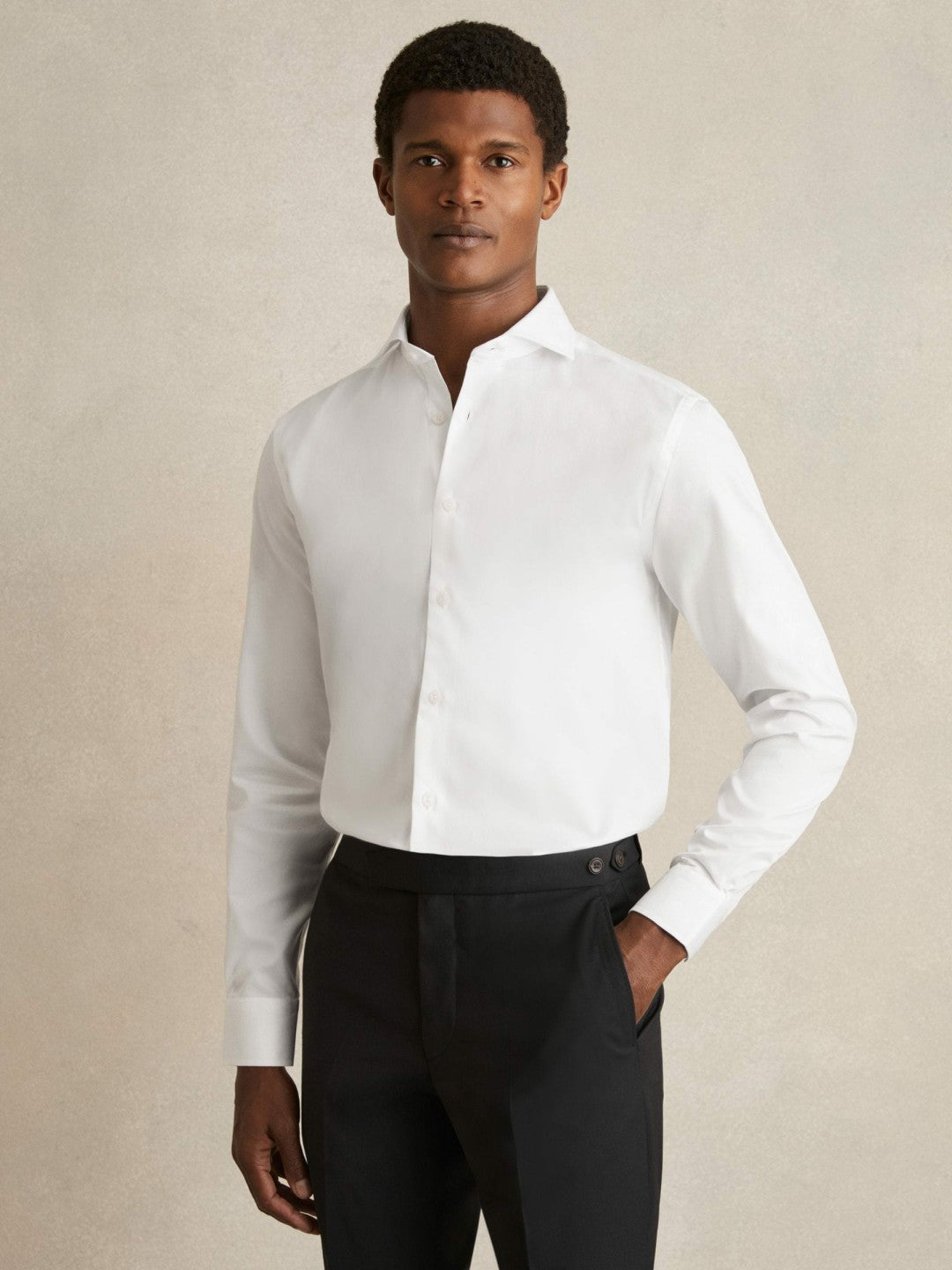 Reiss | Regular Fit Slim-Fit Cotton Double-Cuff Shirt in White