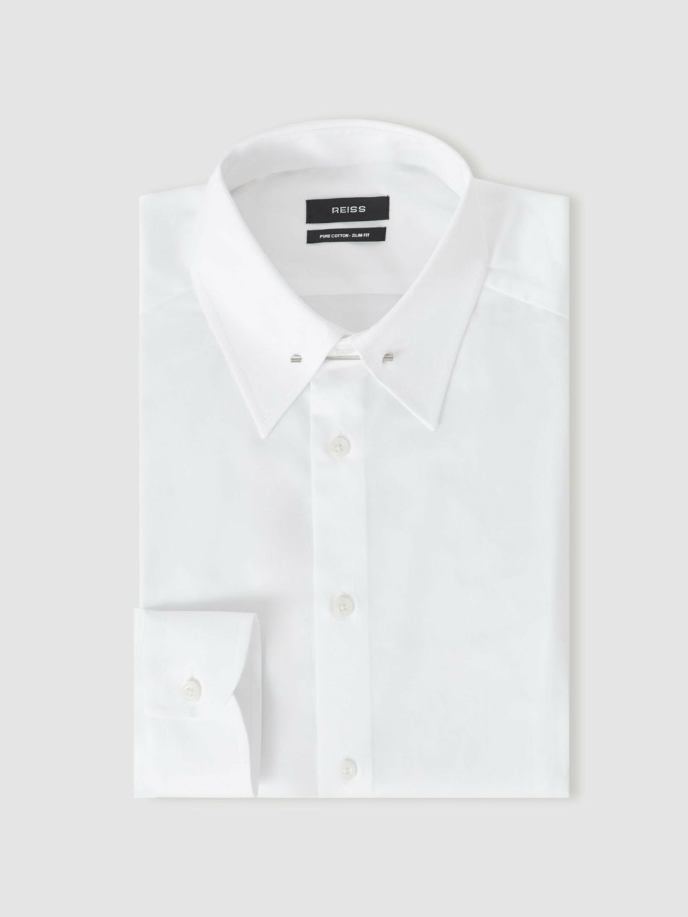 Reiss | Slim Fit Cotton Pin Collar Shirt in White