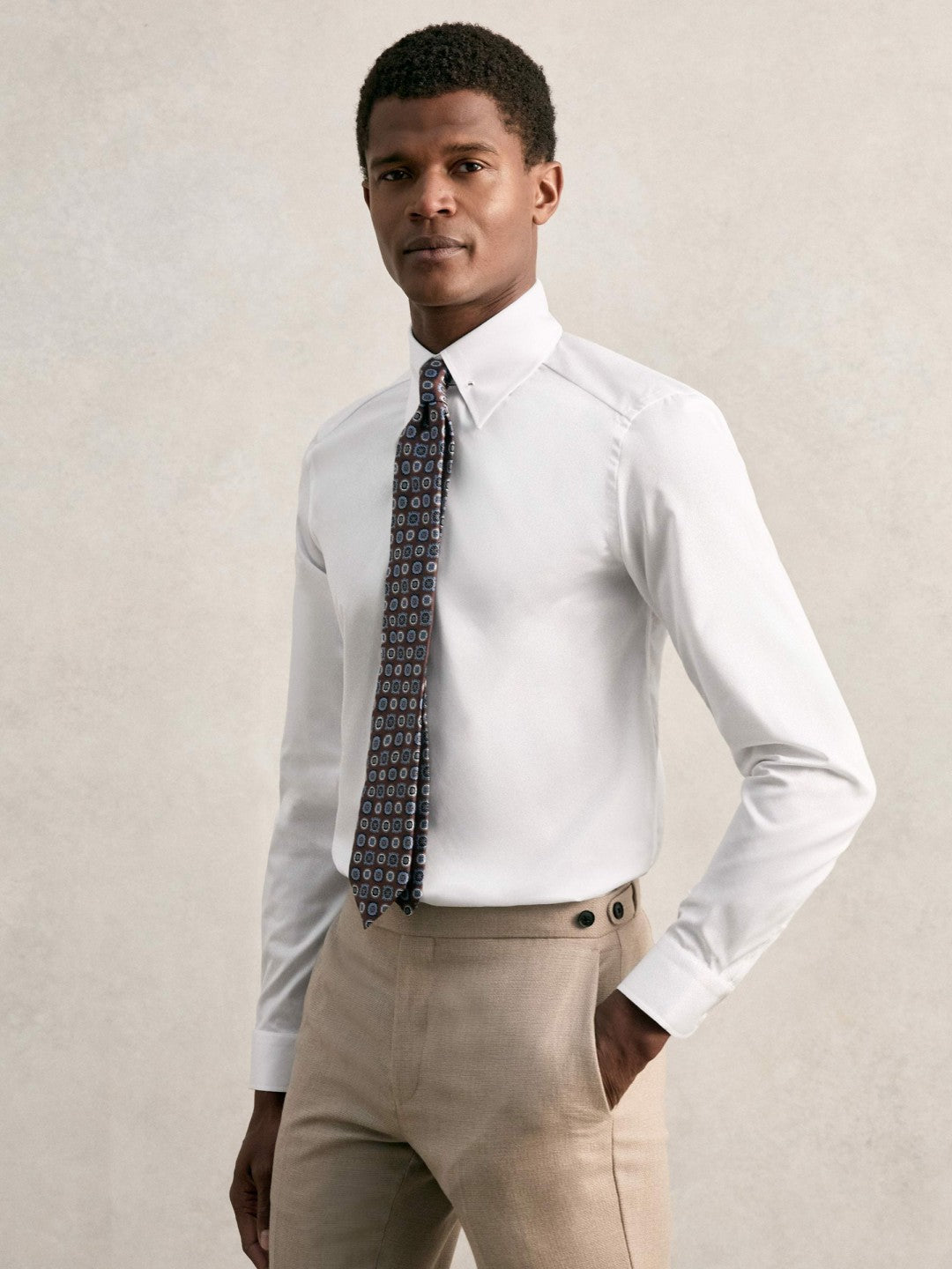 Reiss | Slim Fit Cotton Pin Collar Shirt in White