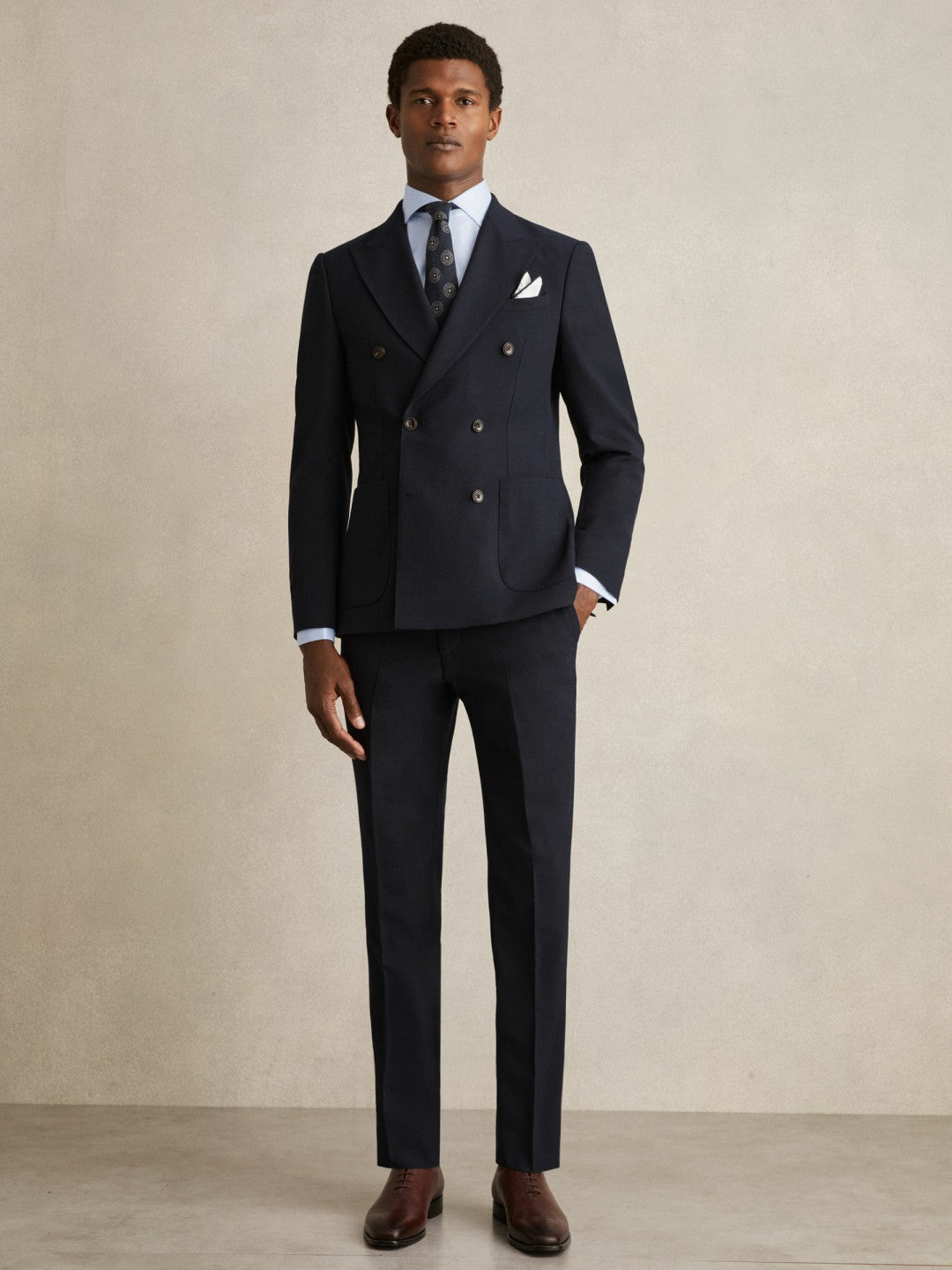 Reiss | Regular Fit Slim-Fit Cotton Double-Cuff Shirt in Soft Blue