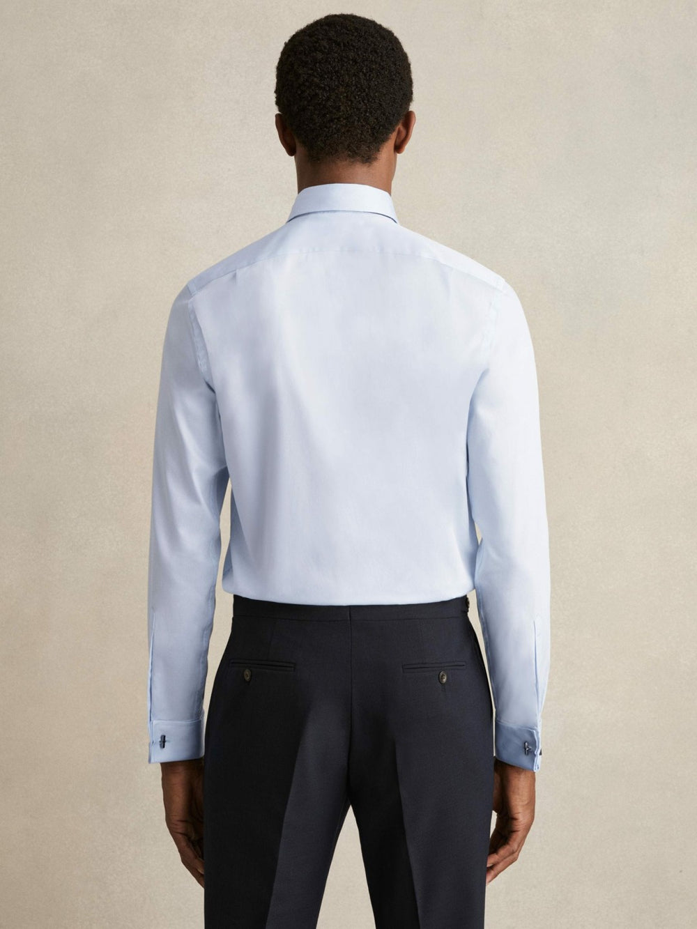 Reiss | Regular Fit Slim-Fit Cotton Double-Cuff Shirt in Soft Blue