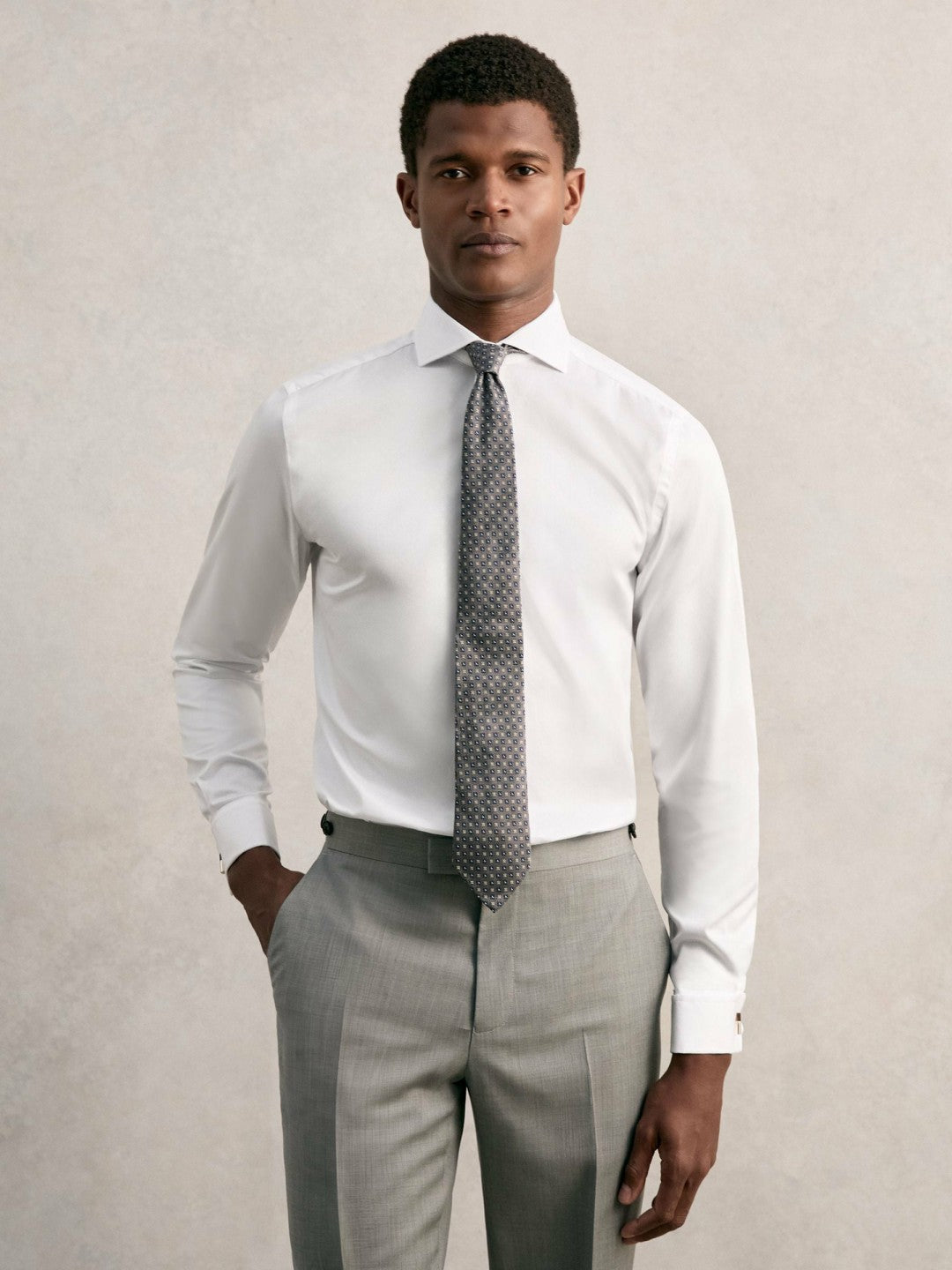 Reiss | Slim Fit Slim-Fit Cotton Double-Cuff Shirt in White
