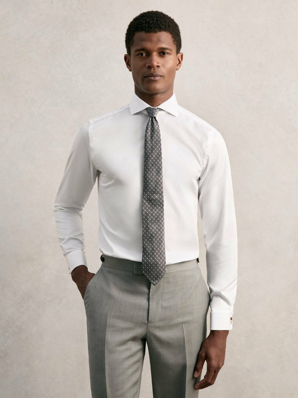 Reiss | Slim Fit Slim-Fit Cotton Double-Cuff Shirt in White