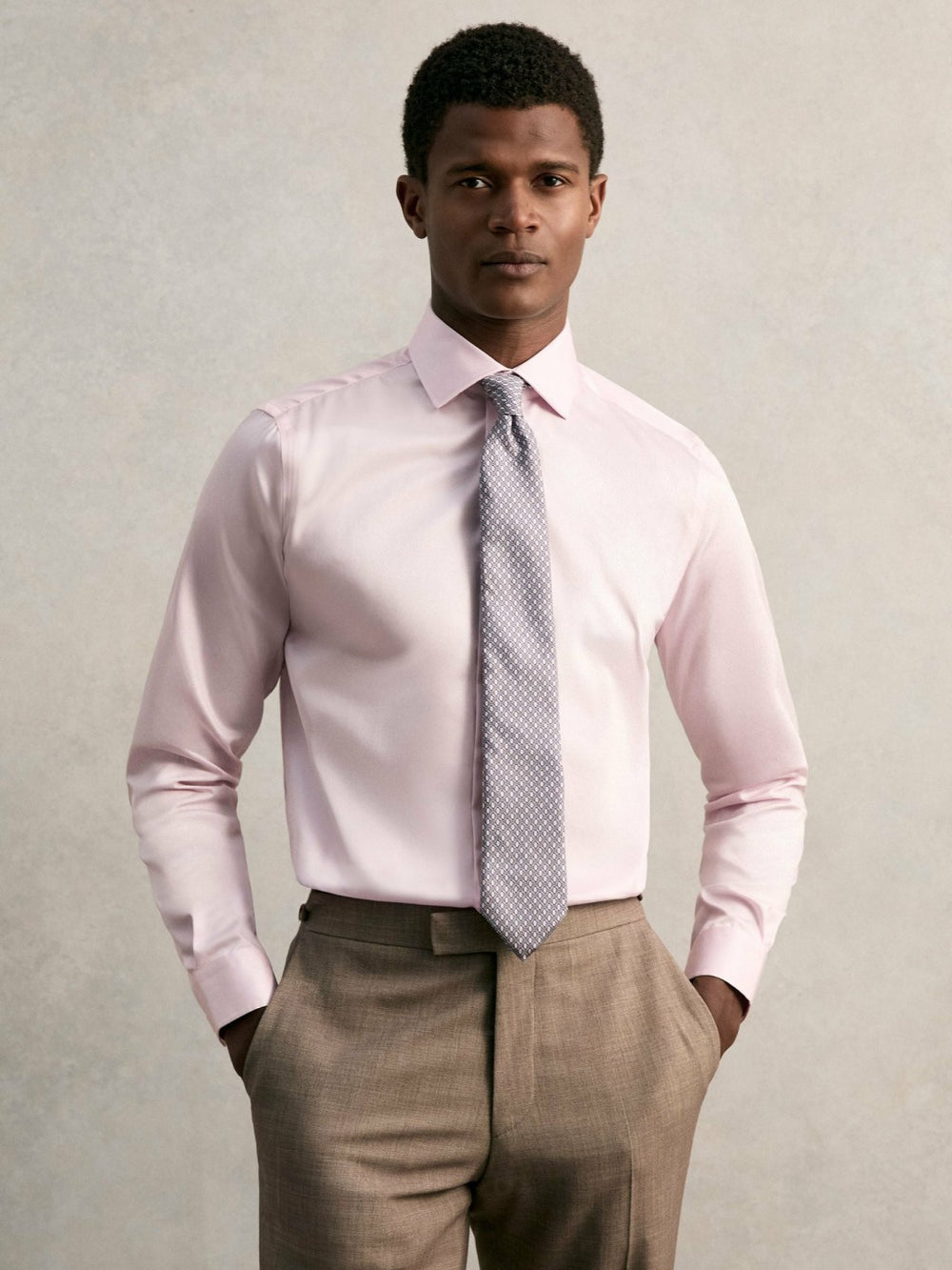 Reiss | Regular Fit Cotton Sateen Shirt in Pink