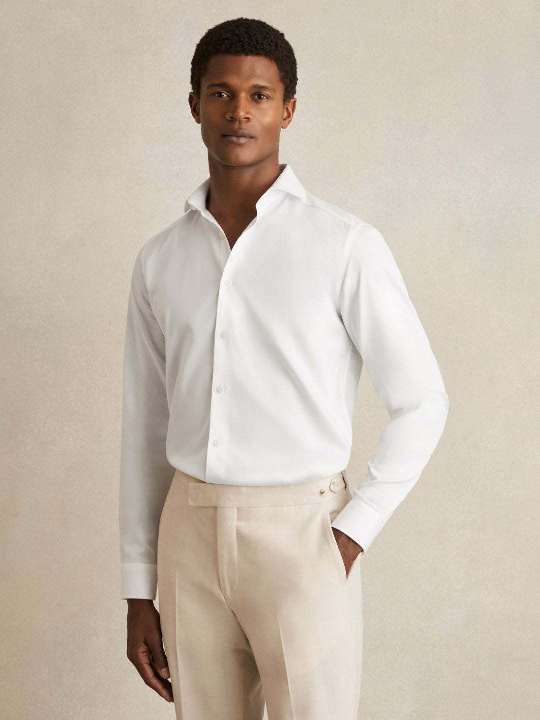 Reiss | Slim Fit Cotton-Twill Two-Fold Shirt Slim-Fit in White