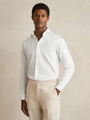 Reiss | Slim Fit Cotton-Twill Two-Fold Shirt Slim-Fit in White