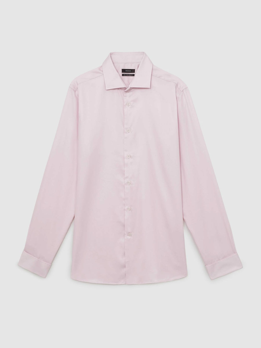 Reiss | Regular Fit Slim-Fit Cotton-Sateen Shirt in Pink