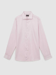 Reiss | Regular Fit Slim-Fit Cotton-Sateen Shirt in Pink