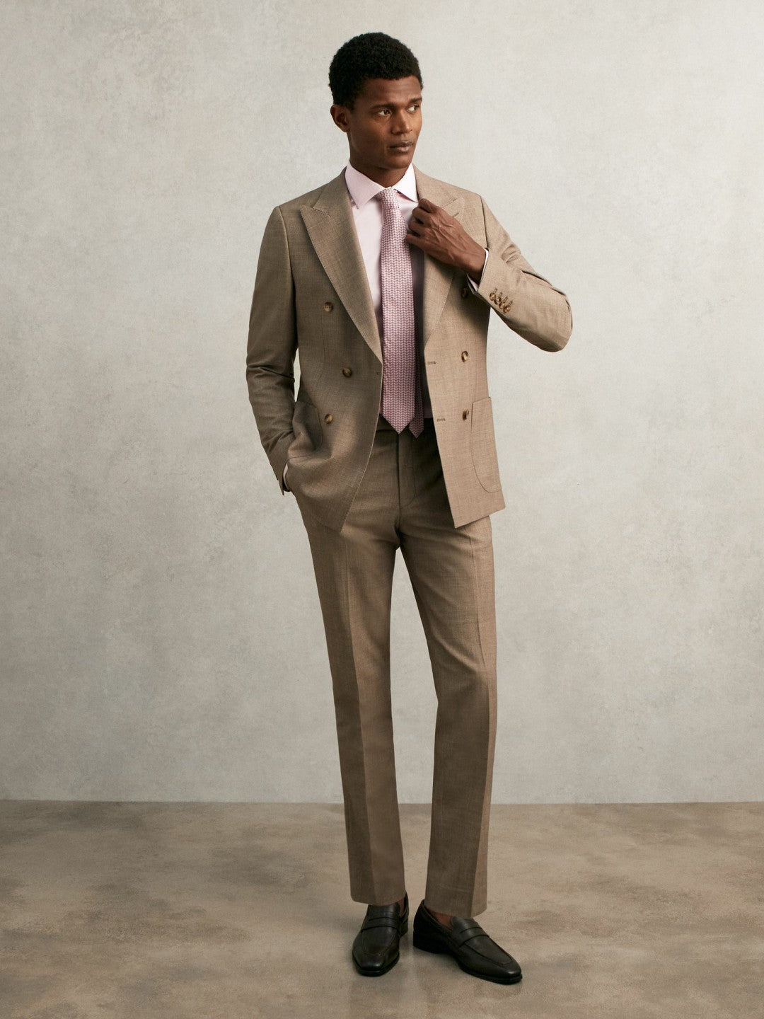 Reiss | Regular Fit Slim-Fit Cotton-Sateen Shirt in Pink