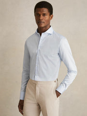 Reiss | Slim Fit Cotton-Twill Two-Fold Shirt Slim-Fit in Soft Blue