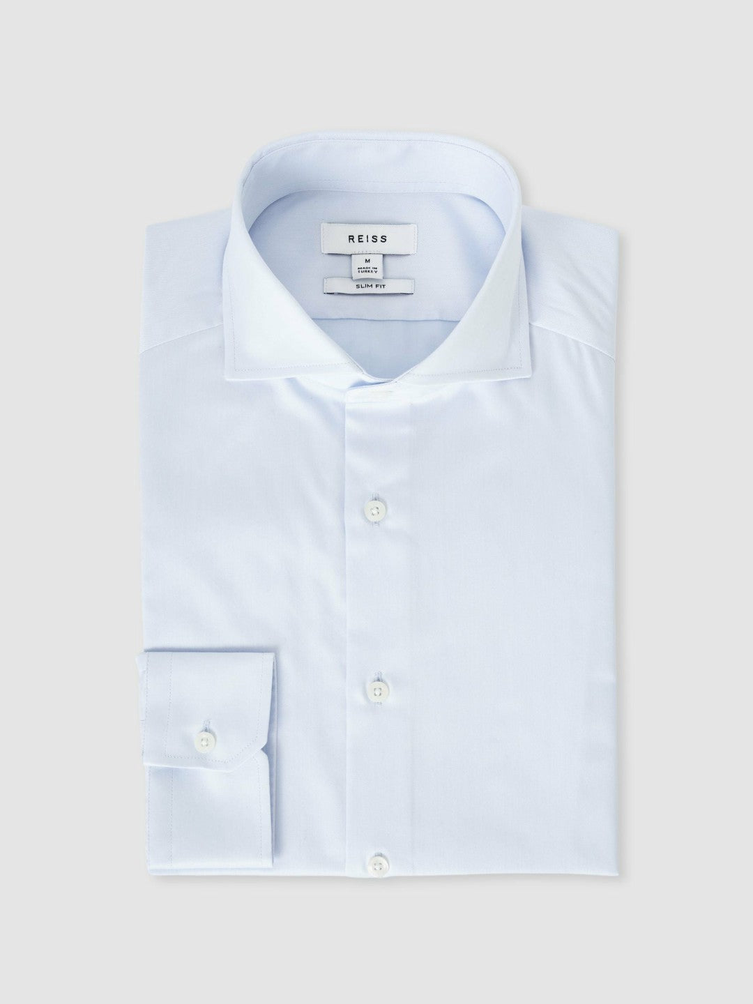 Reiss | Slim Fit Cotton-Twill Two-Fold Shirt Slim-Fit in Soft Blue