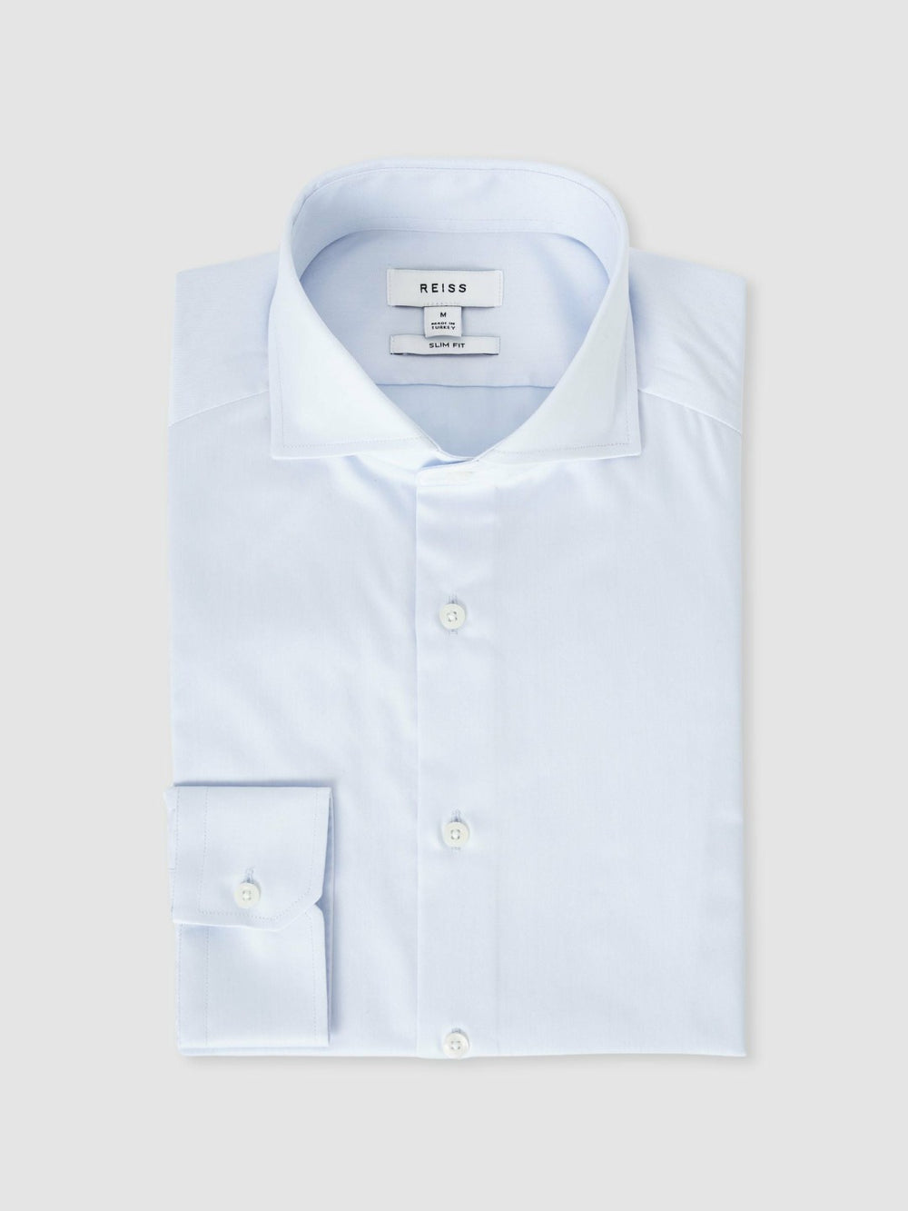 Reiss | Slim Fit Cotton-Twill Two-Fold Shirt Slim-Fit in Soft Blue