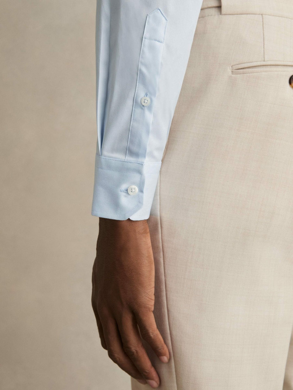 Reiss | Slim Fit Cotton-Twill Two-Fold Shirt Slim-Fit in Soft Blue