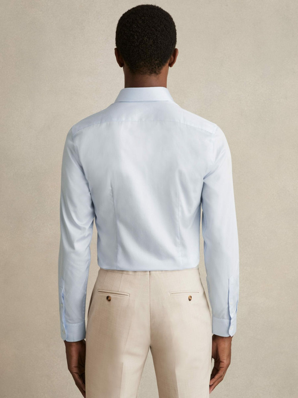 Reiss | Slim Fit Cotton-Twill Two-Fold Shirt Slim-Fit in Soft Blue