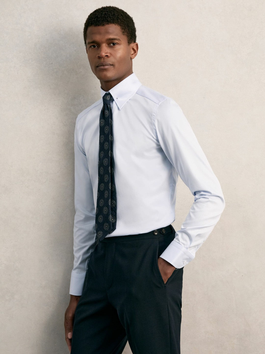 Reiss | Slim Fit Cotton Pin Collar Shirt in Soft Blue