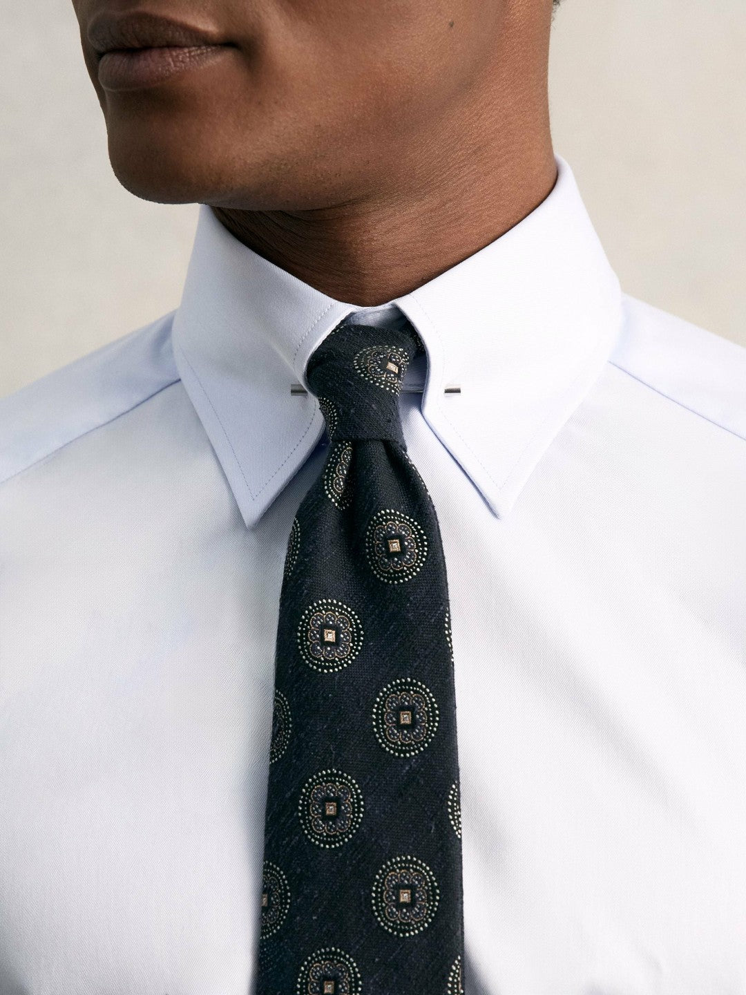 Reiss | Slim Fit Cotton Pin Collar Shirt in Soft Blue