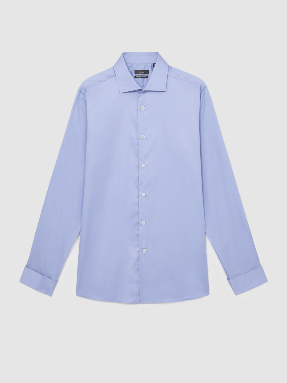 Reiss | Regular Fit Slim-Fit Cotton-Sateen Shirt in Mid Blue