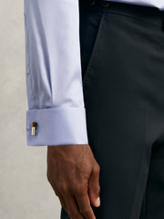 Reiss | Regular Fit Slim-Fit Cotton-Sateen Shirt in Mid Blue