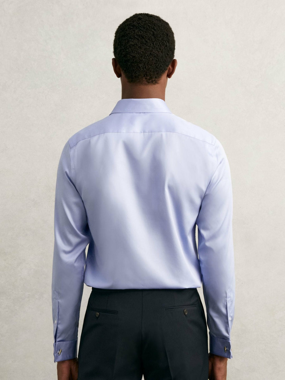 Reiss | Regular Fit Slim-Fit Cotton-Sateen Shirt in Mid Blue