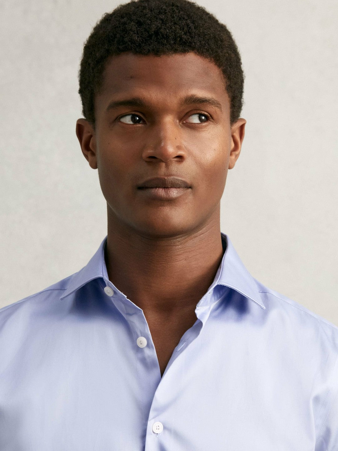 Reiss | Regular Fit Slim-Fit Cotton-Sateen Shirt in Mid Blue